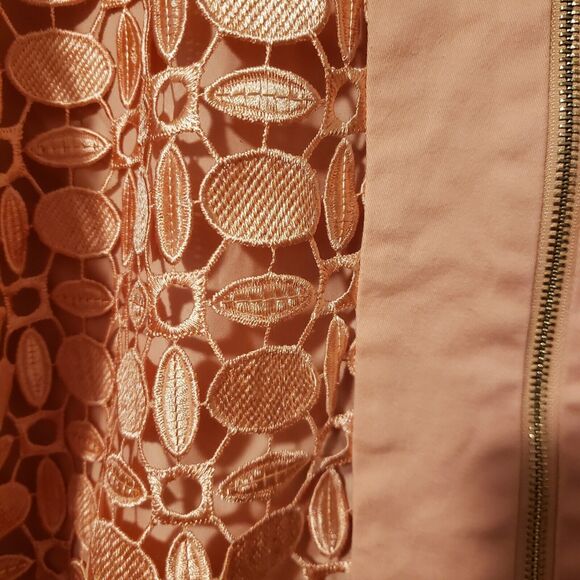 Jessica London Lace Jacket 20W  Pale Peach Lightweight, Lined,  Zip front Dressy - Picture 9 of 13